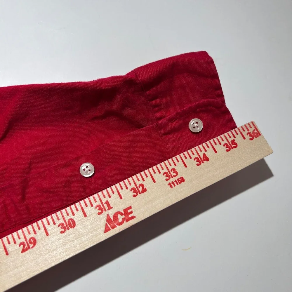 Polo Ralph Lauren Large Blaire Vintage Button Down Shirt Red Twill Cotton Mens